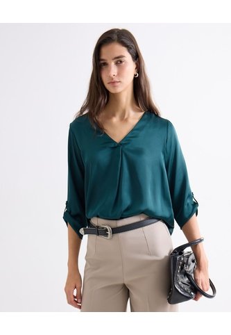 Blusa Satin Escote En V  Para Mujer Verde Seven Seven Seven Seven