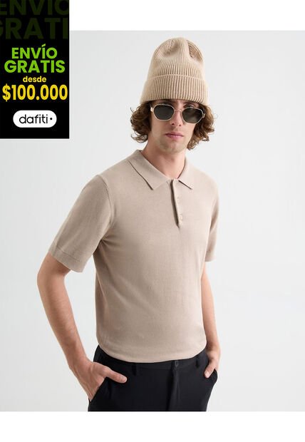 Polo Para Hombre Cuello Tejido Sin Bolsillo Color Arena Marca Seven Seven #45110886