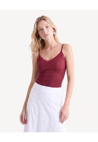 Blusa Encaje En Escote  Para Mujer Rojo Seven Seven Seven Seven