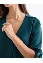Blusa Satin Escote En V  Para Mujer Verde Seven Seven de Seven Seven