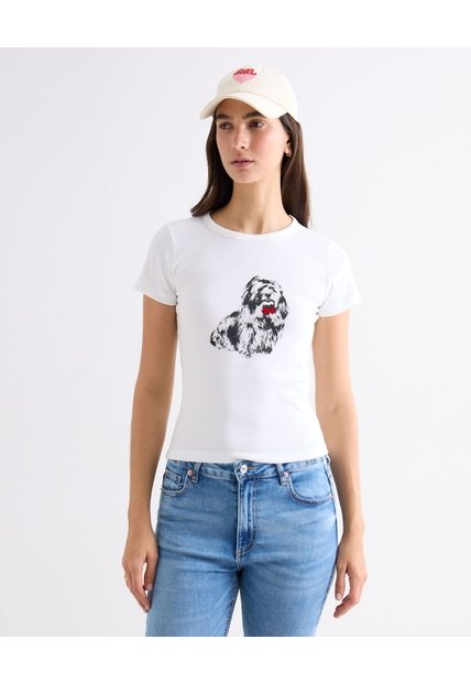 Camiseta Cuello Redondo  Para Mujer Crudo Seven Seven