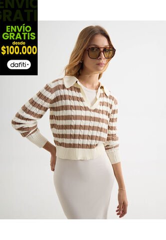 Saco Para Mujer Cuello Camisero Color Café Marca Seven Seven #28330671 Seven Seven