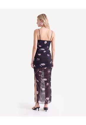 Vestido Mesh Con Recogidos Para Mujer Negro Seven Seven