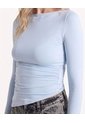 Camiseta Asimétrica Manga Larga  Para Mujer Azul Seven Seven de Seven Seven