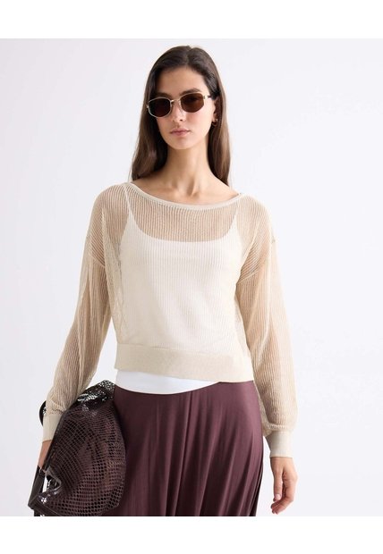 Saco Tricot Con Brillo Sutil  Para Mujer Marfil Seven Seven
