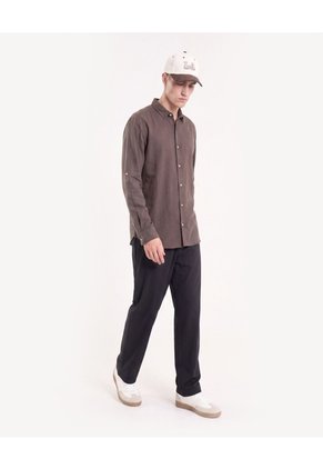 Camisa Rústica Regular Para Hombre Café Seven Seven