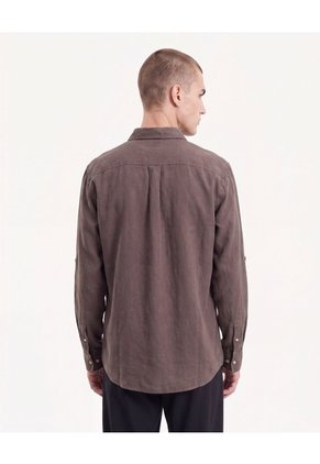 Camisa Rústica Regular Para Hombre Café Seven Seven
