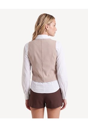 Chaleco Escote En V Para Mujer Taupe Seven Seven