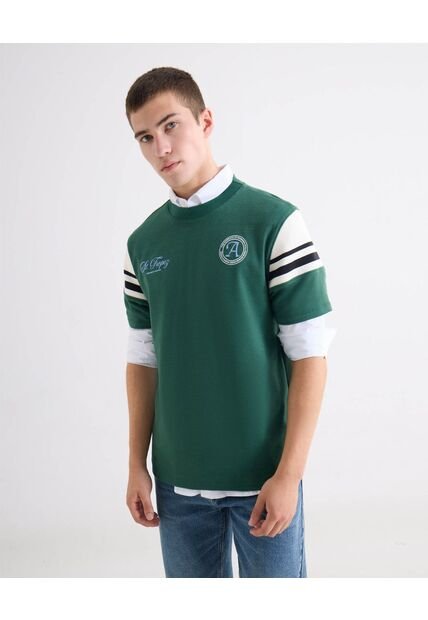 Camiseta Regular Con Bloque En Mangas  Para Hombre Verde Seven Seven