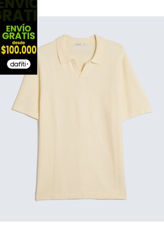 Polo Para Hombre Cuello Tejido Sin Bolsillo Color Beige Marca Seven Seven #45110894 Seven Seven