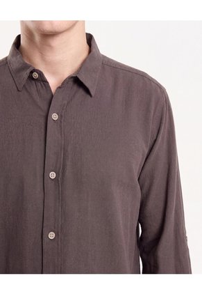 Camisa Rústica Regular Para Hombre Café Seven Seven