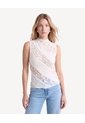 Camiseta Cuello Alto Encaje  Para Mujer Crema Seven Seven de Seven Seven