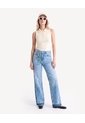 Jean Straight Ruedo Desflecado  Para Mujer Azul Seven Seven de Seven Seven