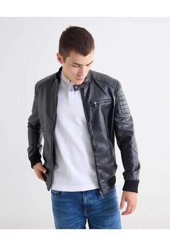 Chaqueta Biker En Pu  Para Hombre Negro Seven Seven Seven Seven