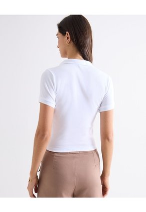 Polo Con Detalles Tejidos Para Mujer Blanco Seven Seven