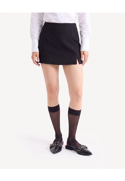 Skort Con Cortes Laterales  Para Mujer Negro Seven Seven