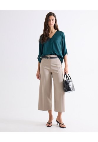 Pantalón Culotte De Pinzas Sastreras  Para Mujer Taupe Seven Seven Seven Seven