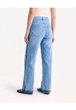 Jean Straight Ruedo Desflecado Para Mujer Azul Seven Seven