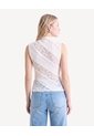 Camiseta Cuello Alto Encaje  Para Mujer Crema Seven Seven de Seven Seven