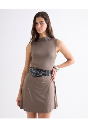 Vestido Con Cuello Perkins Para Mujer Café Seven Seven
