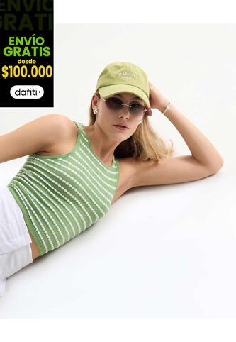 Camiseta Para Mujer Manga Sisa Cuello Redondo Color Verde Marca Seven Seven #28096261 Seven Seven