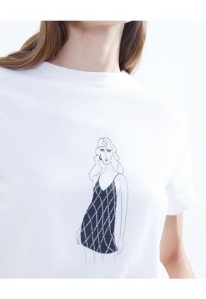 Camiseta Para Mujer Manga Corta Color Marfil Marca Seven Seven #28095704