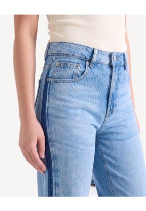 Jean Straight Ruedo Desflecado Para Mujer Azul Seven Seven