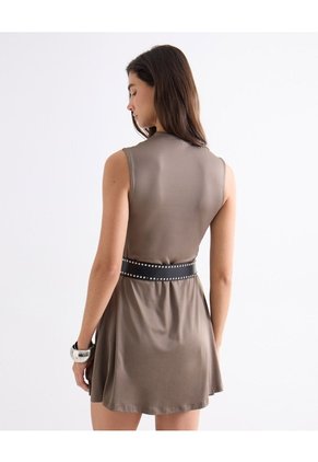 Vestido Con Cuello Perkins Para Mujer Café Seven Seven