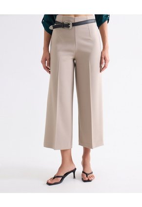 Pantalón Culotte De Pinzas Sastreras Para Mujer Taupe Seven Seven