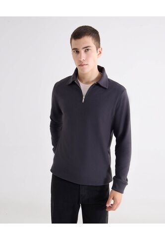 Buzo Polo Con Zipper  Para Hombre Azul Seven Seven Seven Seven