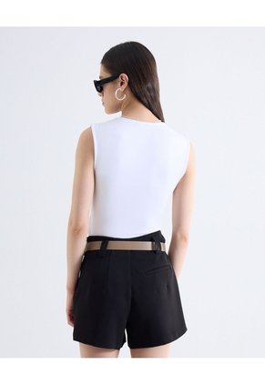 Camiseta Acanalada Sisa  Para Mujer Blanco Seven Seven