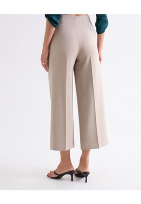 Pantalón Culotte De Pinzas Sastreras Para Mujer Taupe Seven Seven