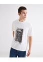 Camiseta Oversize Estampada  Para Hombre Marfil Seven Seven de Seven Seven
