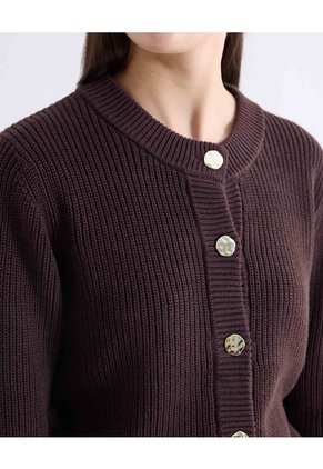 Saco Chunky Cuello Redondo  Para Mujer Café Seven Seven