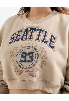 Buzo Para Mujer Cuello Redondo Color Beige Marca Seven Seven #28060450