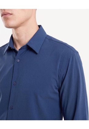 Camisa Slim Stretch Para Hombre Azul Seven Seven