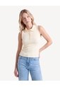 Camiseta Cuello Tejido  Para Mujer Crema Seven Seven de Seven Seven