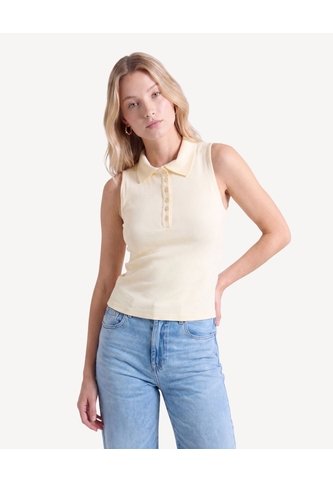 Camiseta Cuello Tejido  Para Mujer Crema Seven Seven Seven Seven