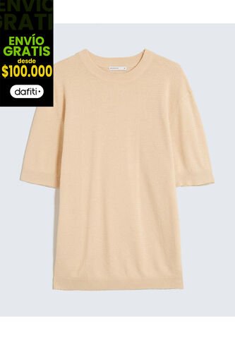 Camiseta Para Hombre Manga Corta Cuello Redondo Color Beige Marca Seven Seven #45092694 Seven Seven