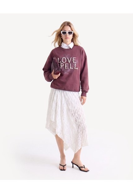 Buso Cuello Redondo Con Pedrería  Para Mujer Vino Seven Seven