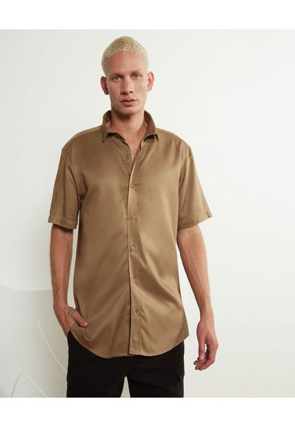 Camisa Para Hombre Manga Corta  Color Cafe  Marca Seven Seven #45011976