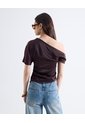 Blusa Satín Con Escote  Para Mujer Café Seven Seven de Seven Seven