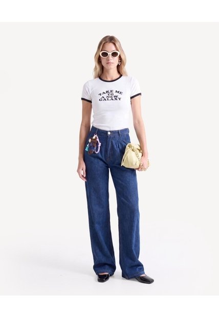 Camiseta Cuello Redondo Estampada  Para Mujer Crudo Seven Seven