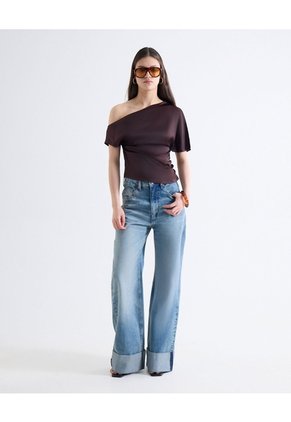 Blusa Satín Con Escote Para Mujer Café Seven Seven