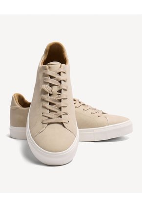 Tenis Deportivos Suela Plana  Para Hombre Beige Seven Seven