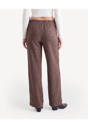 Pantalón Fluido Con Lazos Laterales Para Mujer Café Seven Seven