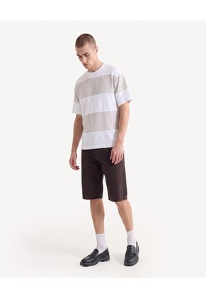 Camiseta Bloques Bicolor  Para Hombre Crudo Seven Seven