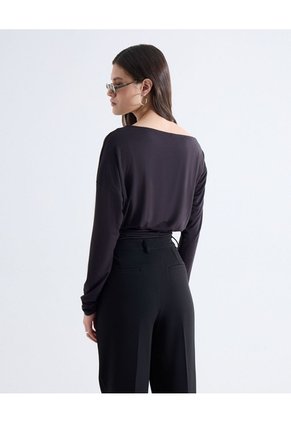 Blusa Escote Ojal Ajustable Para Mujer Negro Seven Seven