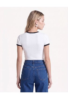 Camiseta Cuello Redondo Estampada Para Mujer Crudo Seven Seven