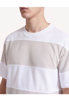 Camiseta Bloques Bicolor  Para Hombre Crudo Seven Seven